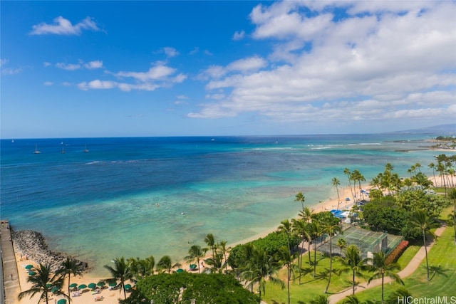 water view featuring a beach view