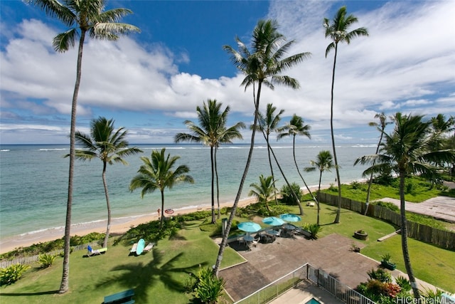 water view with a view of the beach