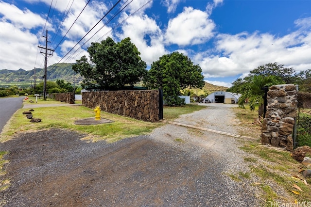 view of street with a mountain view