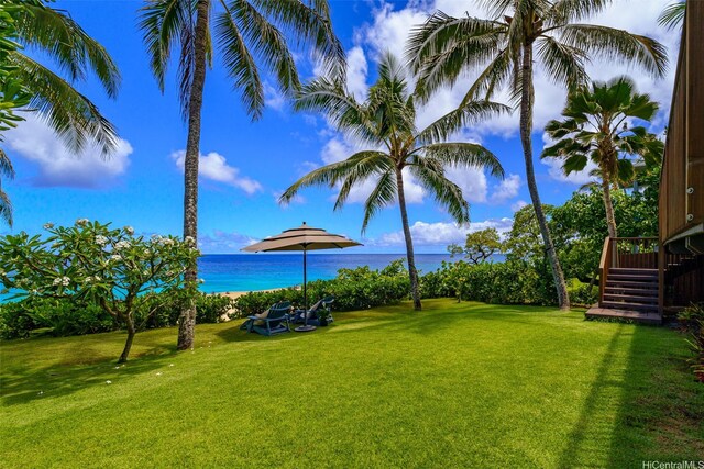 59-557 Ke Iki Rd Unit A, Haleiwa, HI 96712 - view of yard featuring stairway and a water view