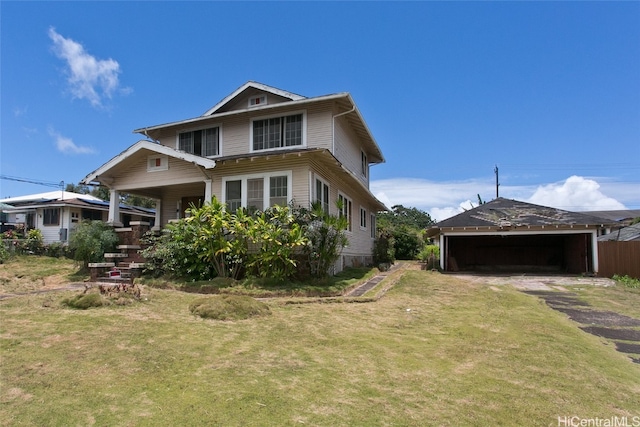 view of home's exterior with a lawn