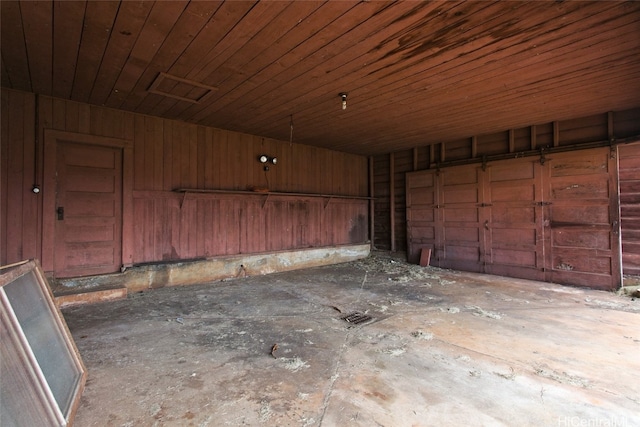 garage featuring wood ceiling