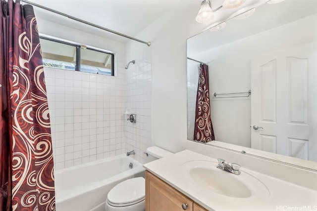 full bathroom featuring vanity, toilet, and shower / bath combo