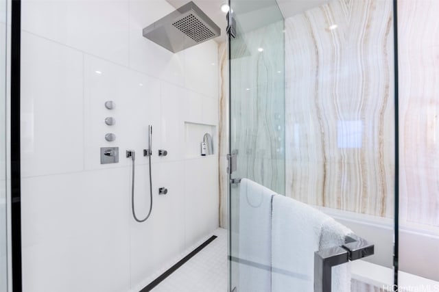 bathroom with an enclosed shower