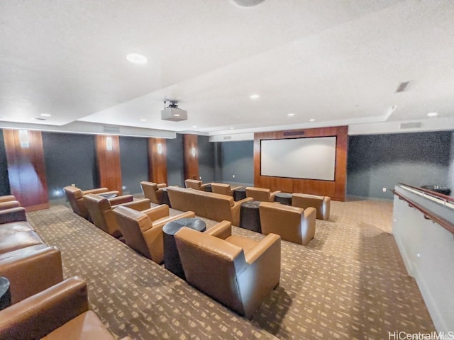 view of carpeted cinema room