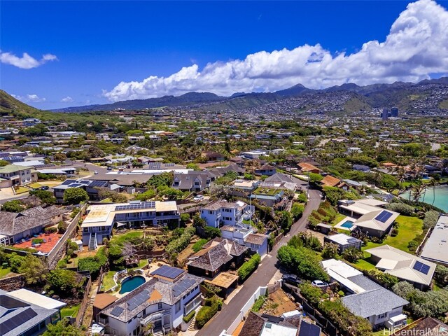 aerial view with a mountain view