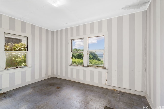 unfurnished room with wood-type flooring