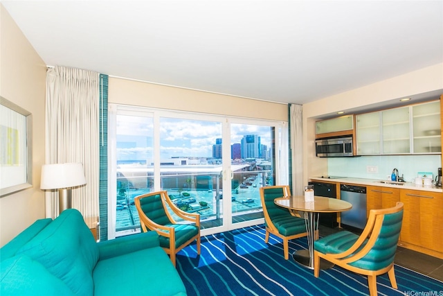 410 Atkinson Dr Unit 907, Honolulu, HI 96814 - dining room featuring a view of city and wet bar