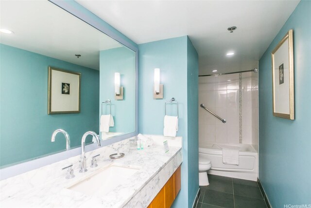 410 Atkinson Dr Unit 907, Honolulu, HI 96814 - full bath with recessed lighting, tile patterned flooring, shower / washtub combination, toilet, and vanity
