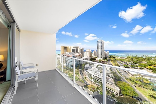 balcony with a water view