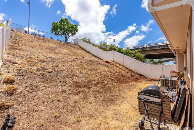 view of yard featuring central AC