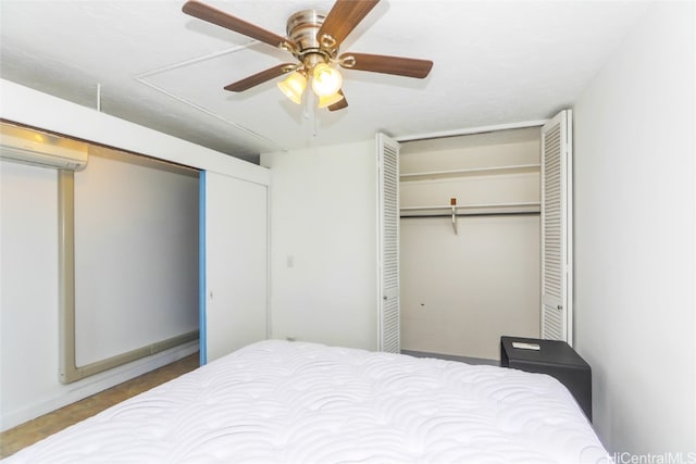 bedroom with a closet and ceiling fan