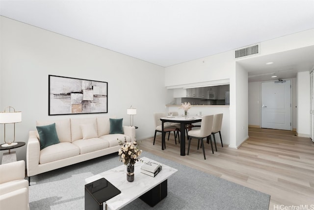 living room featuring light hardwood / wood-style floors