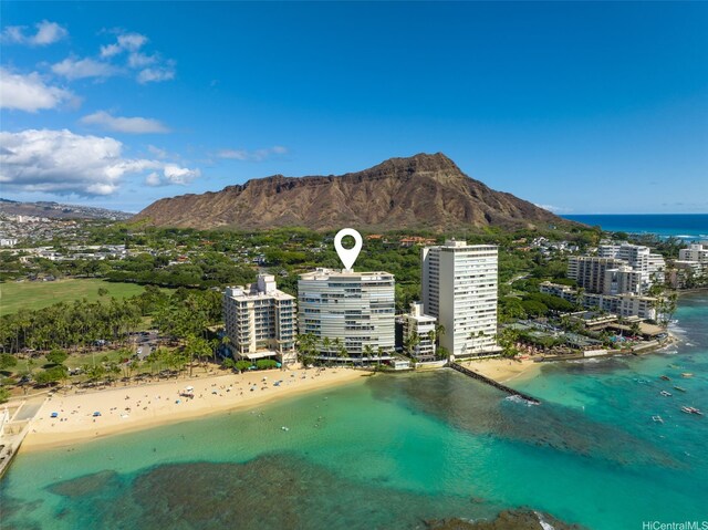 2877 Kalakaua Ave Unit 503/504, Honolulu, HI 96815 - drone / aerial view of a water and mountain view