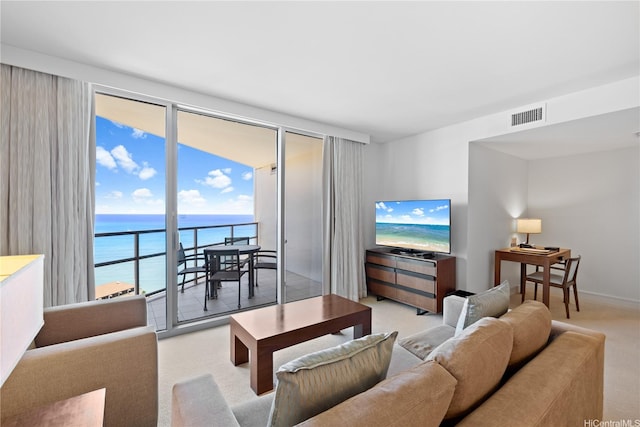 223 Saratoga Rd Unit 2708, Honolulu, HI 96815 - living room with carpet floors and floor to ceiling windows