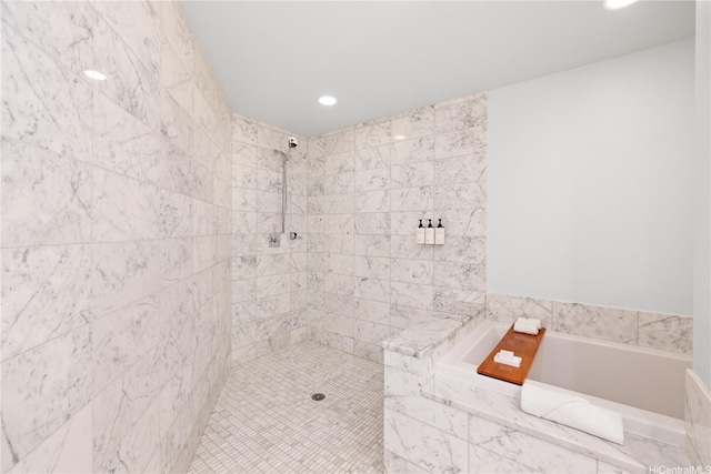 223 Saratoga Rd Unit 2708, Honolulu, HI 96815 - full bath featuring a bath, tiled shower, and recessed lighting