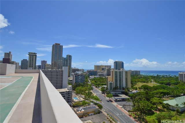 view of city with a water view