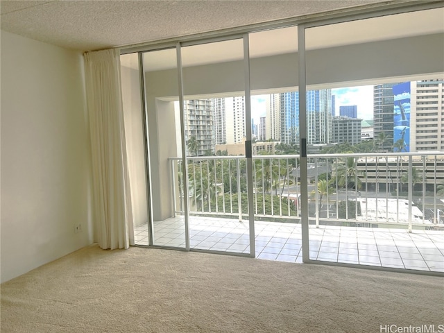 empty room with a textured ceiling and carpet