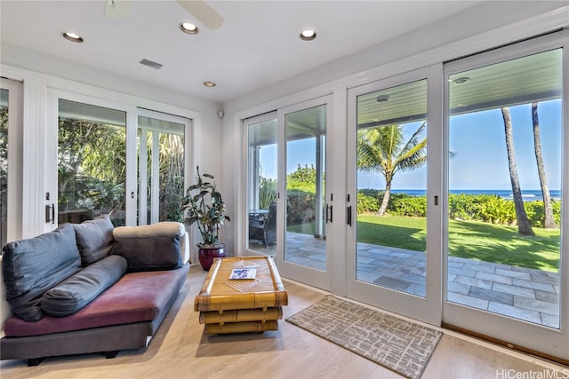 doorway to outside featuring light hardwood / wood-style flooring