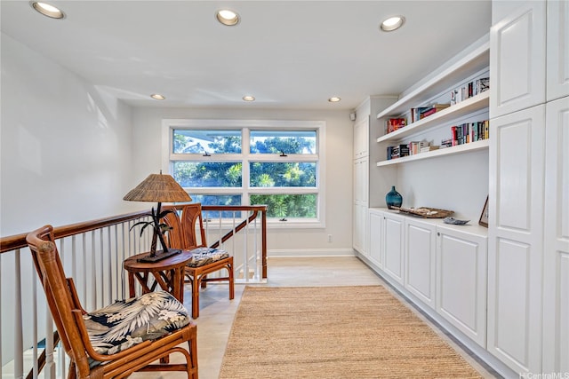 68-421 Crozier Dr, Waialua, HI 96791 - sitting room featuring recessed lighting, light wood-style flooring, an upstairs landing, and baseboards