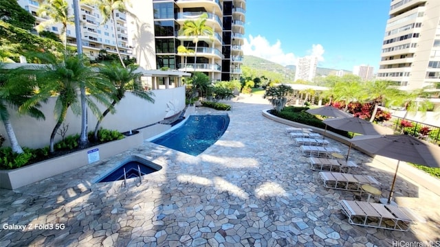 view of pool with a patio area