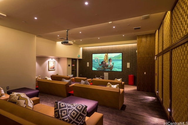 cinema room featuring hardwood / wood-style floors