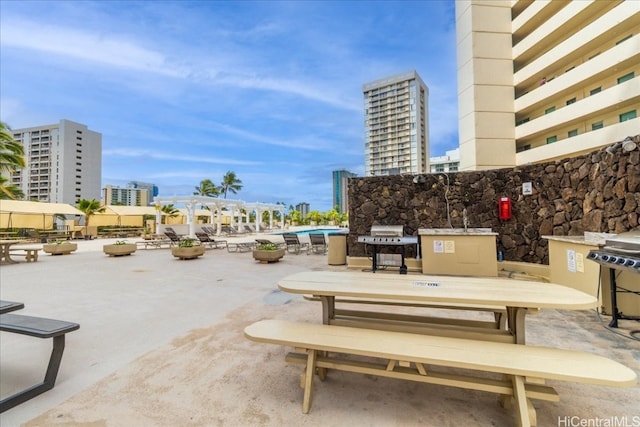 view of community with a patio area