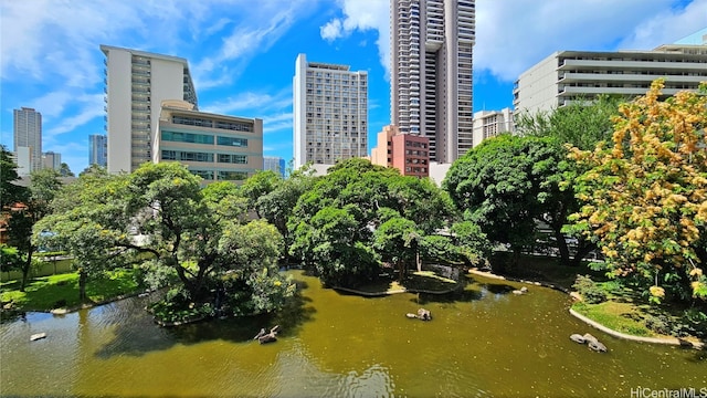 property's view of city with a water view