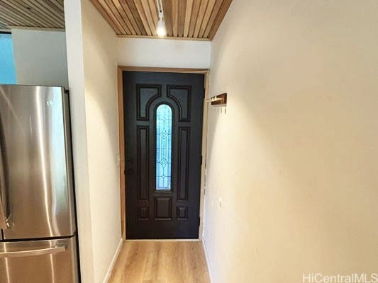 doorway to outside featuring light hardwood / wood-style floors