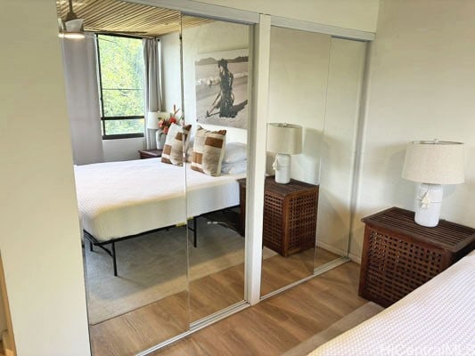 bedroom featuring hardwood / wood-style flooring