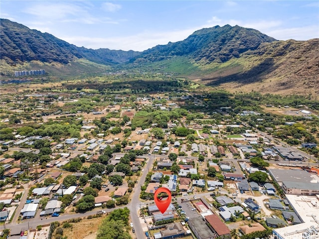 bird's eye view featuring a mountain view