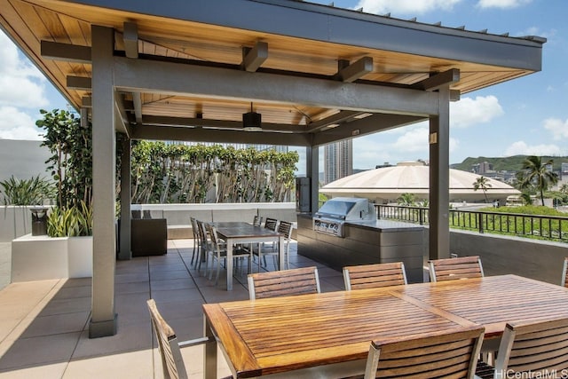 view of patio featuring a gazebo and area for grilling