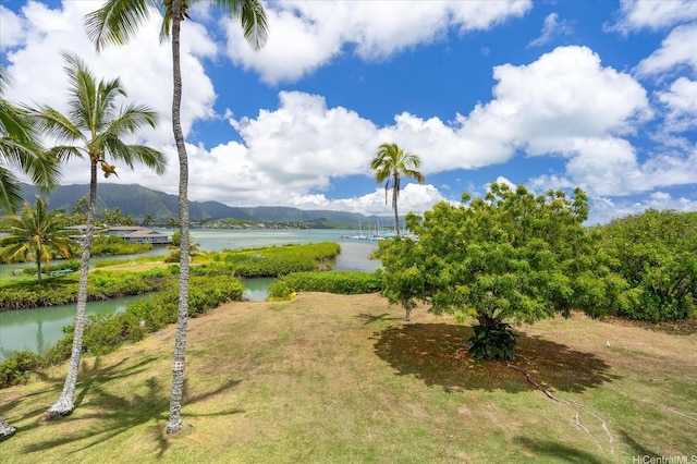 44-519 Kaneohe Bay Dr, Kaneohe, HI 96744 - view of yard with a water and mountain view