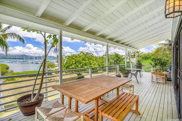 44-519 Kaneohe Bay Dr, Kaneohe, HI 96744 - wooden terrace featuring a water view