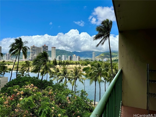 property view of water featuring a mountain view