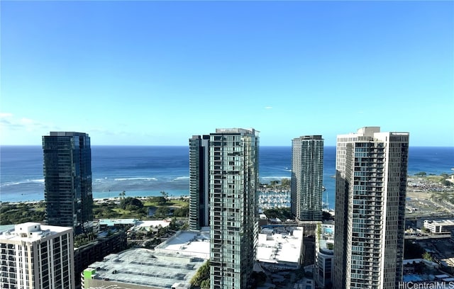 property's view of city featuring a water view