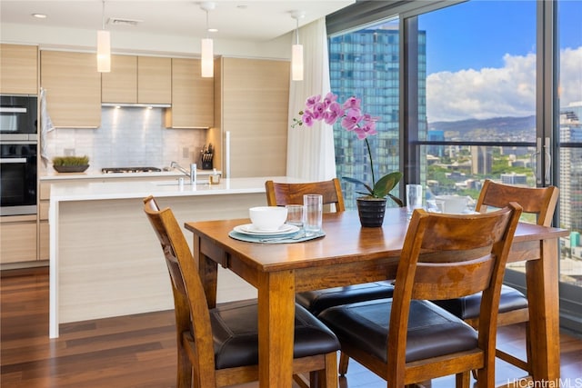 dining room featuring dark hardwood / wood-style flooring