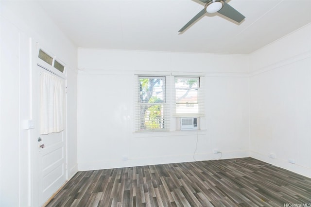 1103 10th Ave, Honolulu, HI 96816 - unfurnished room with dark wood finished floors, a ceiling fan, cooling unit, and baseboards