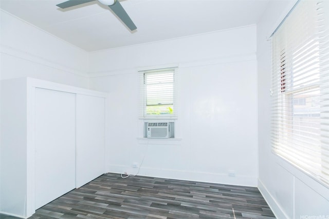 1103 10th Ave, Honolulu, HI 96816 - empty room featuring dark wood-style flooring, ceiling fan, and cooling unit