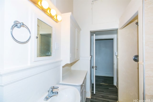 bathroom featuring hardwood / wood-style flooring