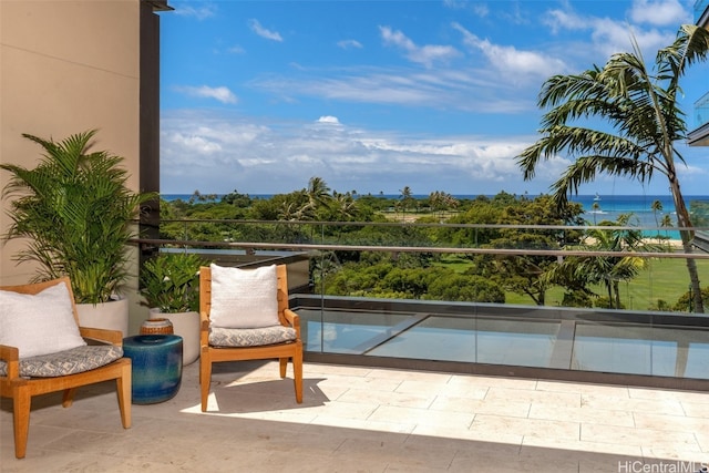 balcony with a water view