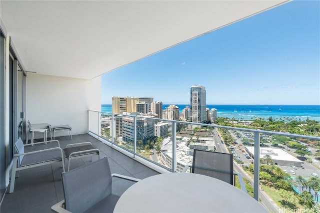 balcony with a water view