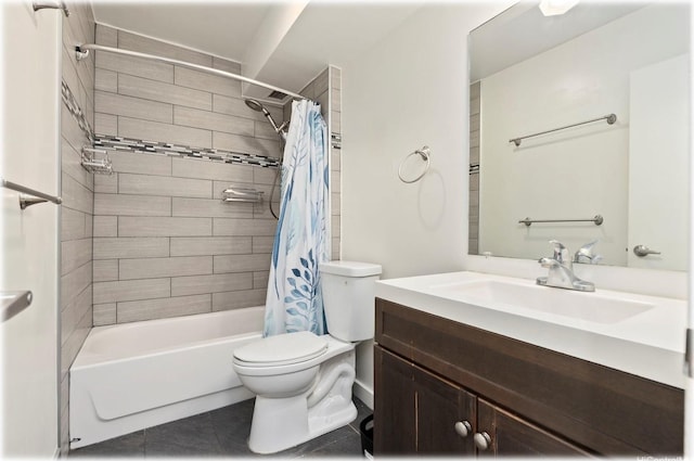 2345 Ala Wai Blvd Unit 1814, Honolulu, HI 96815 - bathroom featuring tile patterned flooring, toilet, vanity, and shower / bath combo with shower curtain