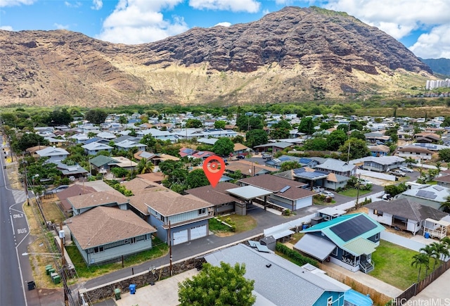 drone / aerial view with a mountain view