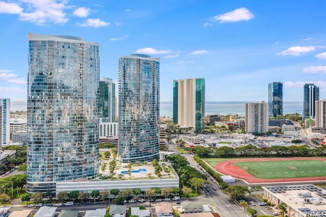 property's view of city with a water view