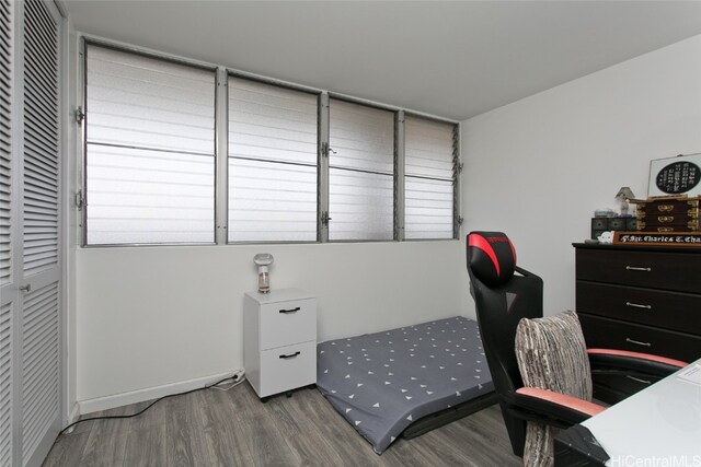 bedroom featuring wood-type flooring