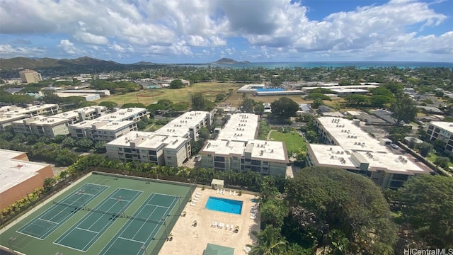 bird's eye view with a mountain view