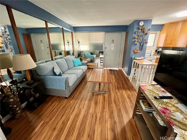 living room with light wood-type flooring