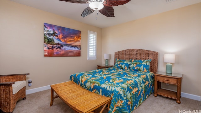 bedroom with carpet and ceiling fan