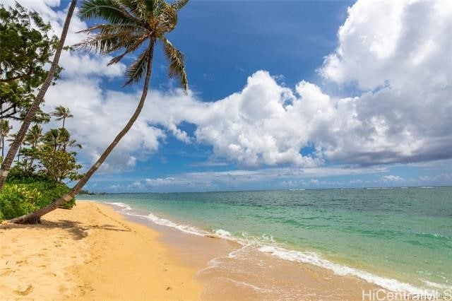 property view of water featuring a view of the beach